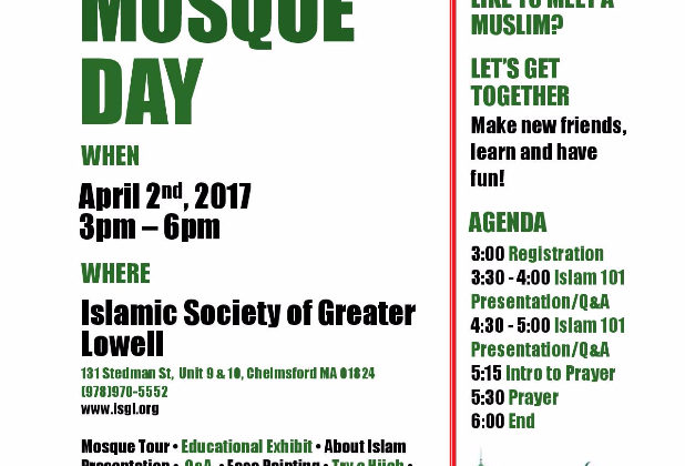 You’re Invited: Islamic Society of Greater Lowell Open Mosque Day